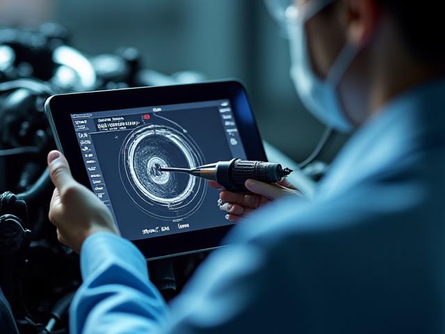 Процесс эндоскопии двигателя автомобиля